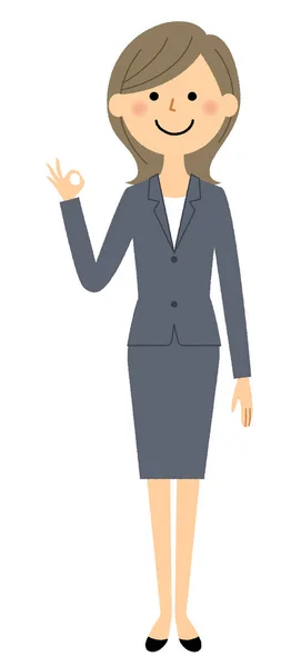 Geschäftsfrau Illustration Einer Geschäftsfrau Die Ein Okay Zeichen Gibt — Stockvektor