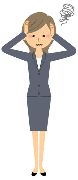 Businesswoman,To hold a head/Illustration of a businesswoman holding her head.