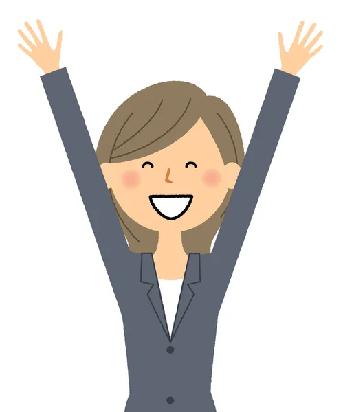 Businesswoman Cheers Illustration Businesswoman Who Cheers Her Hands — стоковый вектор