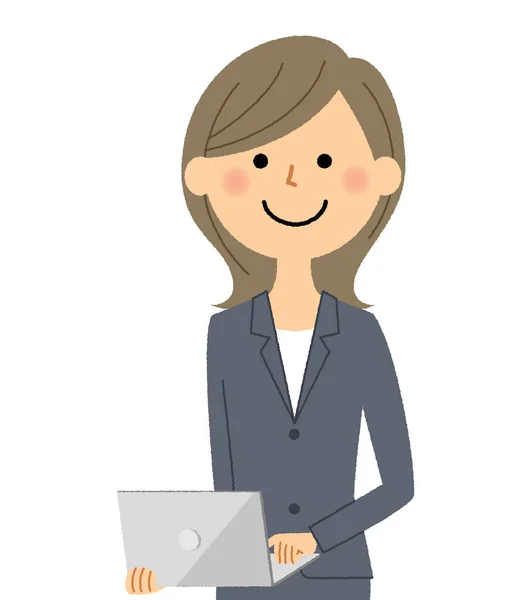 Affärskvinna Laptop Det Illustration Affärskvinna Med Bärbar Dator — Stock vektor