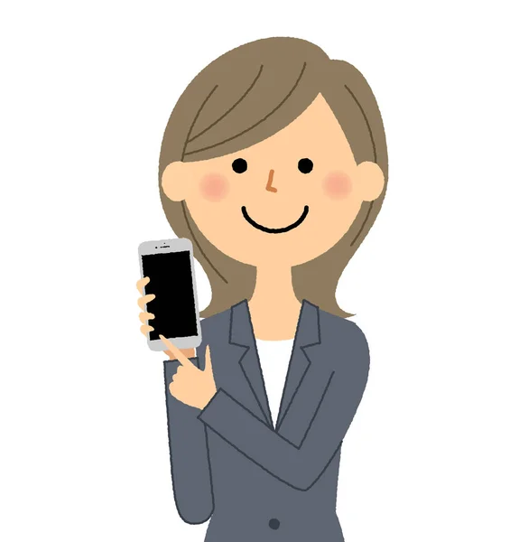 Empresária Telefone Uma Ilustração Feminina Terno Com Telefone Inteligente — Vetor de Stock