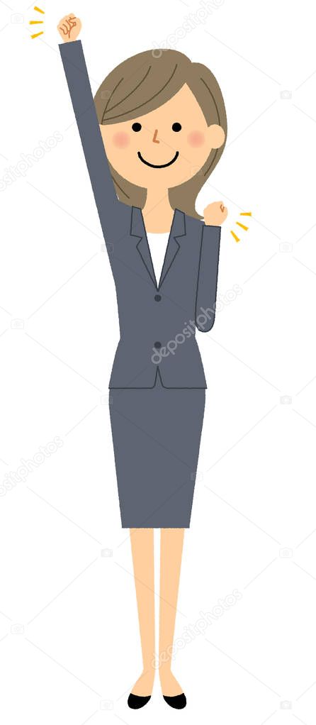 Businesswoman,Victory pose/It is an illustration of an businesswoman who poses a victory.