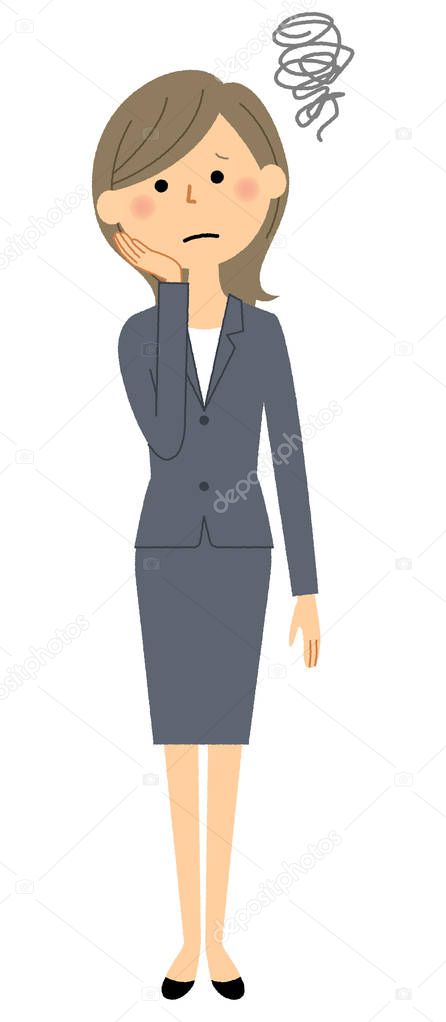 Businesswoman,Be worried/An illustration of the businesswoman who would be a problem.