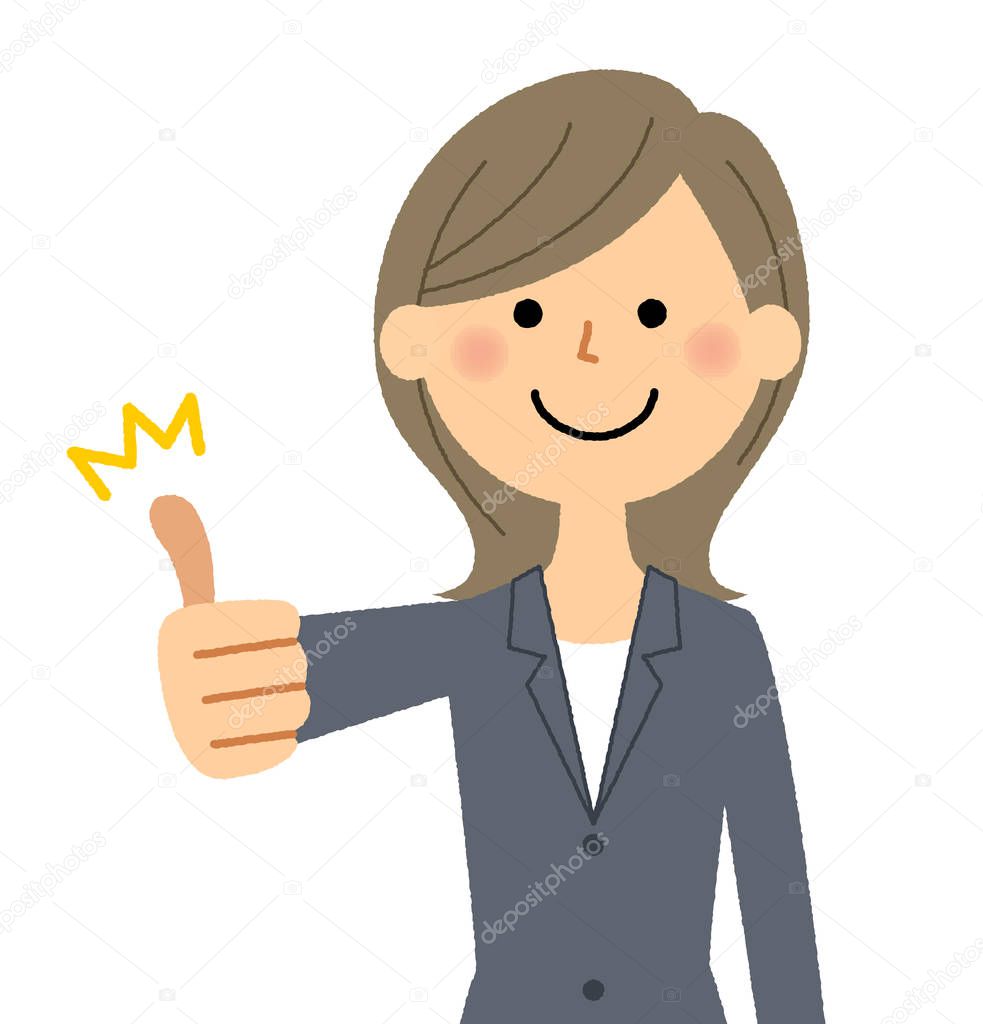 Businesswoman,Thumbs up/It is an illustration of the businesswoman to make a thumb.