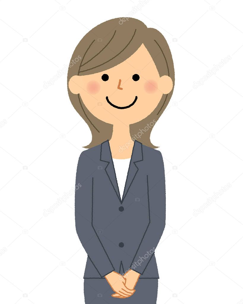 Businesswoman, Greeting/Illustration of a business woman giving a greeting.