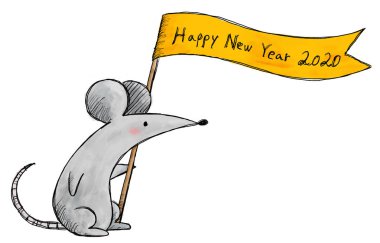 Bayrağı olan fare / Bayrağı olan fare tasviri.