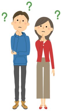 It is an illustration of a questionable young couple.Young couple, Question/