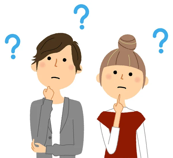 Illustration Questionable Young Couple Young Couple Question — Stockvector