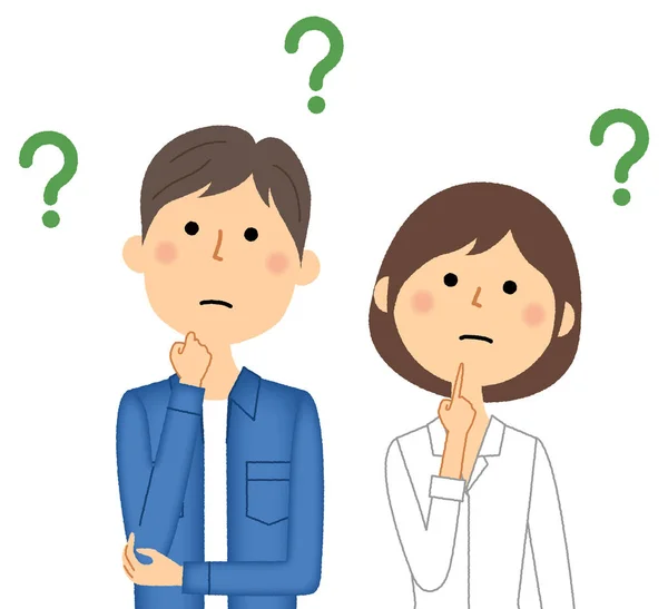 Illustration Questionable Young Couple Young Couple Question — Stockvector