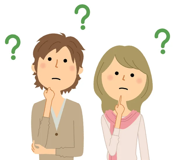 Illustration Questionable Young Couple Young Couple Question — Stock Vector