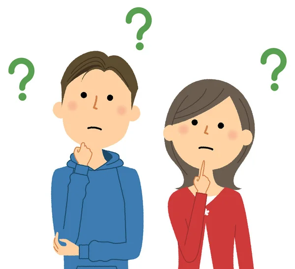 Illustration Questionable Young Couple Young Couple Question — Stockvector