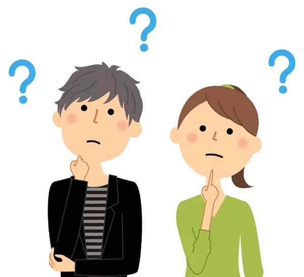 Illustration Questionable Young Couple Young Couple Question — Stock vektor