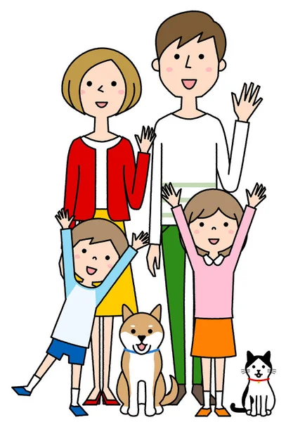 Famiglia Felice Illustrazione Una Famiglia Felice — Vettoriale Stock