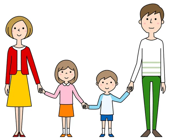 Glückliche Familie Händchen Haltend Illustration Einer Glücklichen Familie Händchen Haltend — Stockvektor