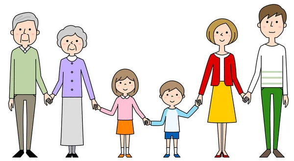 Šťastná Rodina Držící Ruce Ilustrace Šťastné Rodiny Držící Ruce — Stockový vektor