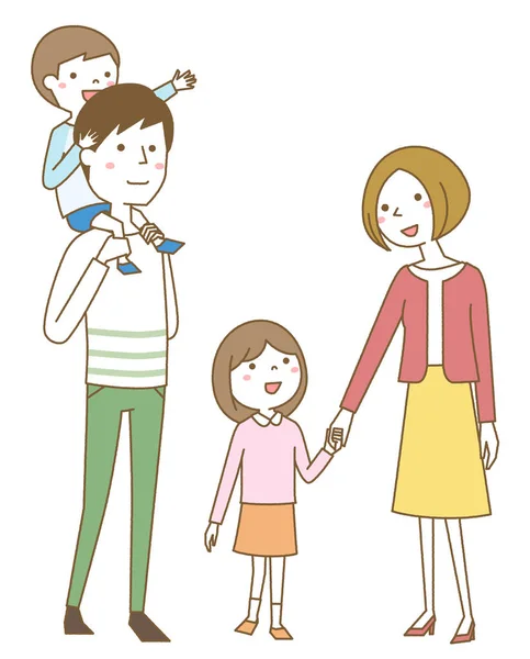 Happy Family Taking Walk Illustration Happy Family Taking Walk — Stock Vector