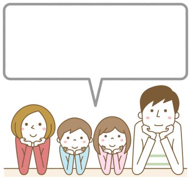 Mutlu aile, konuşma balonu / Mutlu aile konuşma balonu çizimi.