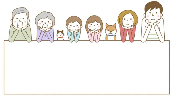 Famille Heureuse Avec Tableau Blanc Illustration Famille Heureuse Avec Tableau — Image vectorielle