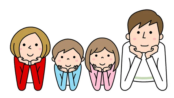 Happy Family Wearing Cheek Cane Illustration Happy Family Wearing Cheek — стоковый вектор