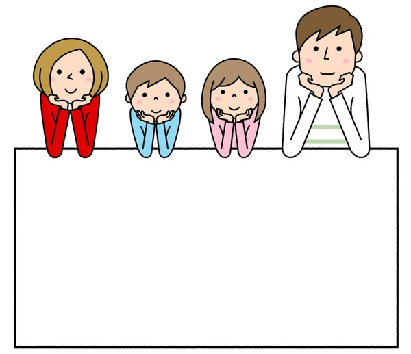 Famille Heureuse Avec Tableau Blanc Illustration Famille Heureuse Avec Tableau — Image vectorielle