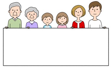 Beyaz tahtası olan mutlu aile / Beyaz tahtası olan mutlu aile tasviri.