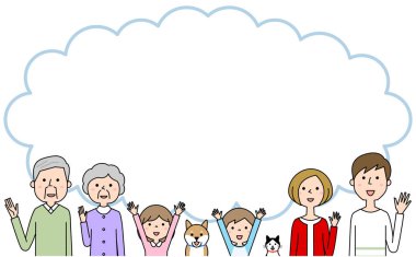 Mutlu aile, konuşma balonu / Mutlu aile konuşma balonu çizimi.
