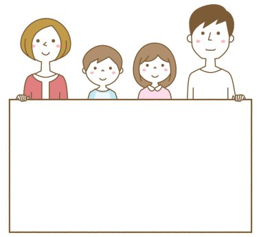 Beyaz tahtası olan mutlu aile / Beyaz tahtası olan mutlu aile tasviri.