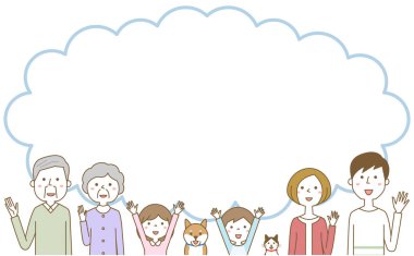 Mutlu aile, konuşma balonu / Mutlu aile konuşma balonu çizimi.