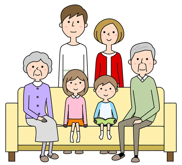 Family Relaxing Sofa Illustration Family Relaxing Sofa — Stock Vector