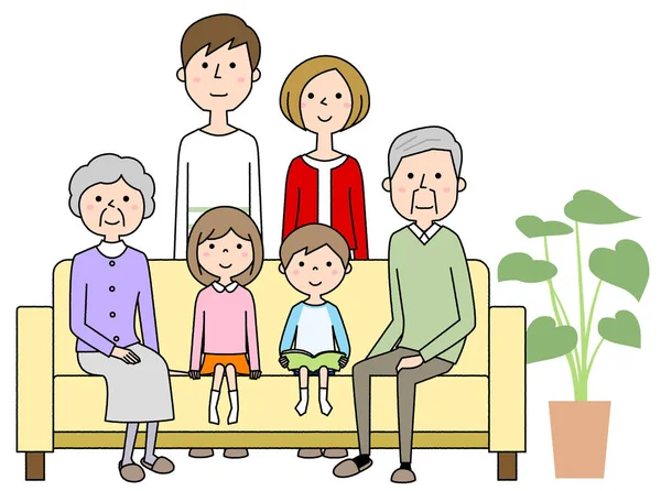 Famille Relaxante Sur Canapé Illustration Une Famille Relaxante Sur Canapé — Image vectorielle