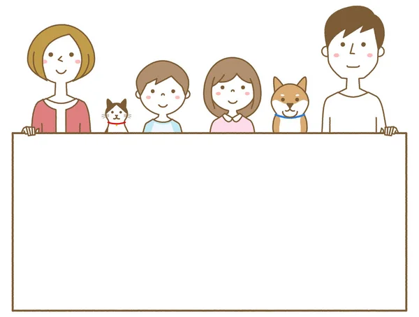 Happy Rodina Bílou Deskou Ilustrace Šťastné Rodiny Bílou Deskou — Stockový vektor