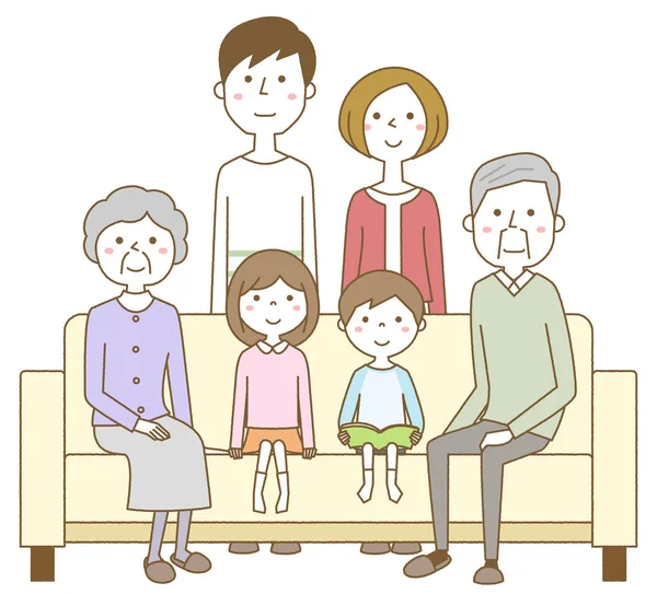 Famille Relaxante Sur Canapé Illustration Une Famille Relaxante Sur Canapé — Image vectorielle