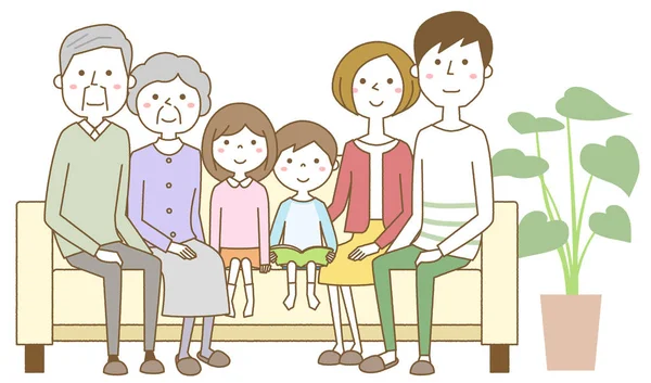 Famille Relaxante Sur Canapé Illustration Une Famille Relaxante Sur Canapé — Image vectorielle