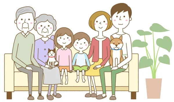 Família Relaxante Sofá Ilustração Uma Família Relaxante Sofá — Vetor de Stock