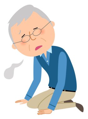 Elderly man, Malaise/An illustration of an elderly man who feels tired. clipart