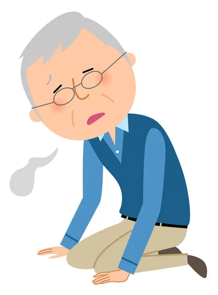 Elderly Man Malaise Illustration Elderly Man Who Feels Tired — Stock Vector