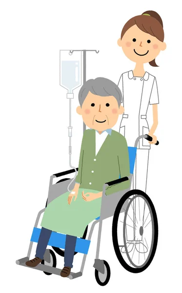 Infirmières Patients Fauteuil Roulant Illustrations Infirmières Patients Fauteuil Roulant — Image vectorielle