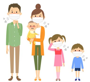 Aile, Soğuk, Grip. Fiziksel durumlarını kaybetmiş bir ailenin bir örneği..