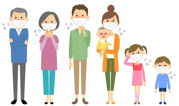 Familia Frío Influenza Una Ilustración Una Familia Que Perdido Condición — Vector de stock