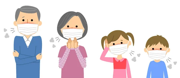 Famiglia Freddo Influenza Illustrazione Una Famiglia Che Perso Sua Condizione — Vettoriale Stock