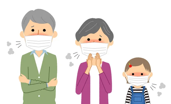 インフルエンザ それは彼らの体調を失った家族のイラストです — ストックベクタ