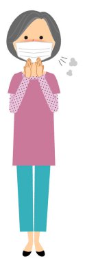 Elderly woman, Poor health, Influenza/It is an illustration of an elderly woman who is in poor health. clipart