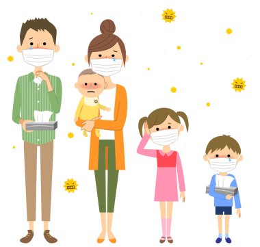 Aile, Saman nezlesi / Saman nezlesi olan bir ailenin resmi.