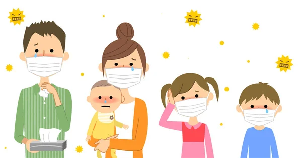 Family Hay Fever Illustration Family Hay Fever — Stock Vector