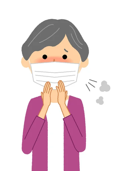 Elderly Woman Poor Health Influenza Illustration Elderly Woman Who Poor — ストックベクタ