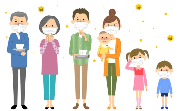 Family Hay Fever Illustration Family Hay Fever — ストックベクタ