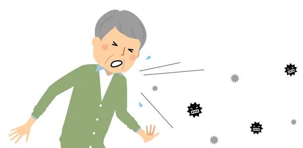 Elderly Man Poor Health Influenza Illustration Elderly Man Who Poor — ストックベクタ