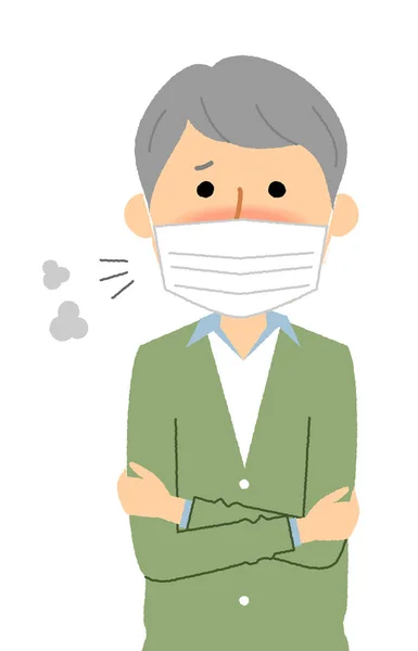 Homme Âgé Mauvaise Santé Grippe Est Une Illustration Homme Âgé — Image vectorielle