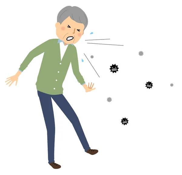 Elderly Man Poor Health Influenza Illustration Elderly Man Who Poor — ストックベクタ