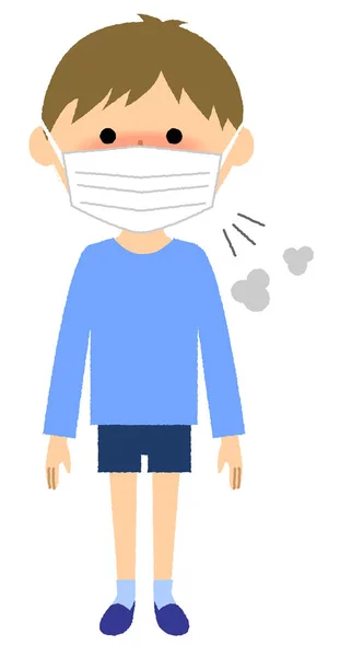 Boy Poor Health Influenza Illustration Boy Who Poor Health — Stock Vector